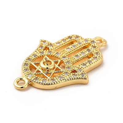 Eco-Friendly Rack Plating Brass Micro Pave Clear Cubic Zirconia Connector Charms KK-F847-05G-1