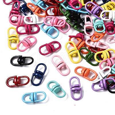 Spray Painted Eco-Friendly Alloy Double Eye Swivel Clasps X-PALLOY-T080-03-NR-1
