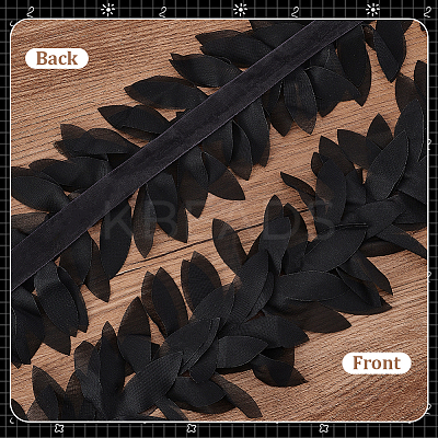 5 Yards Polyester Chiffon Leaf Lace Ribbon DIY-GA0007-32B-1