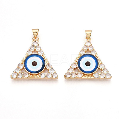 Brass Micro Pave Clear Cubic Zirconia Pendants for Women KK-T070-90A-02-1