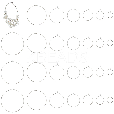 54Pcs 7 Styles Brass Hoop Earring Findings KK-BC0013-33P-1
