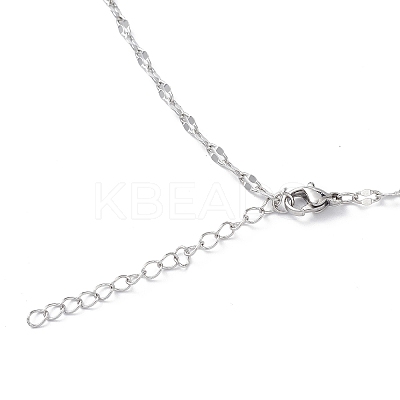 Non-Tarnish 304 Stainless Steel Dapped Chain Necklace for Men Women STAS-B039-07P-1