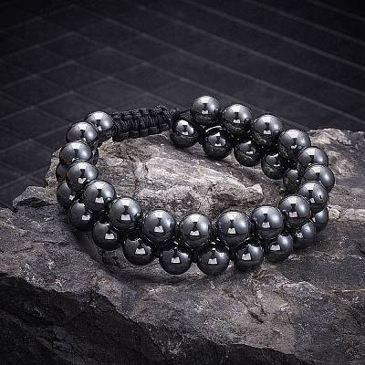 Synthetic Hematite Braided Bead Bracelet BJEW-SW00001-18-1