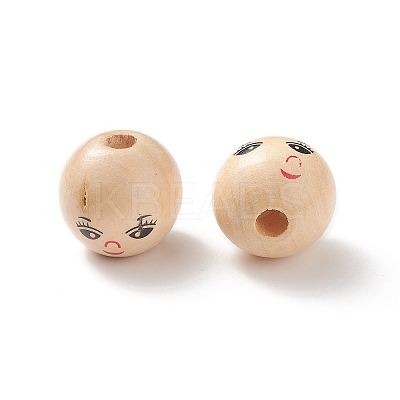 (Defective Closeout Sale: Printed Crooked and Crack) Printed Natural Wood European Beads WOOD-XCP0001-70-1