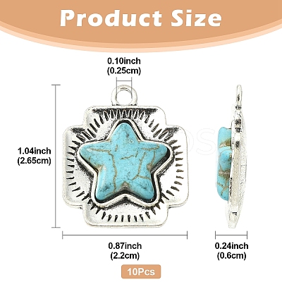 10Pcs Synthetic Turquoise Pendants FIND-YW0009-37-1