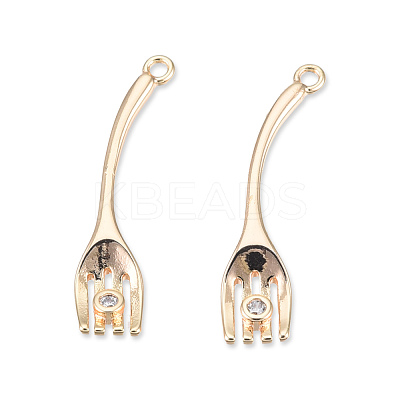 Brass Pave Clear Cubic Zirconia Pendants KK-N232-476-1