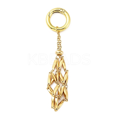 304 Stainless Steel Macrame Pouch Empty Stone Holder Pendant Decoration HJEW-JM01184-01-1