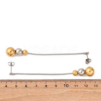 304 Stainless Steel Two Tone Round Tassel Stud Earrings EJEW-A136-05B-GP-1