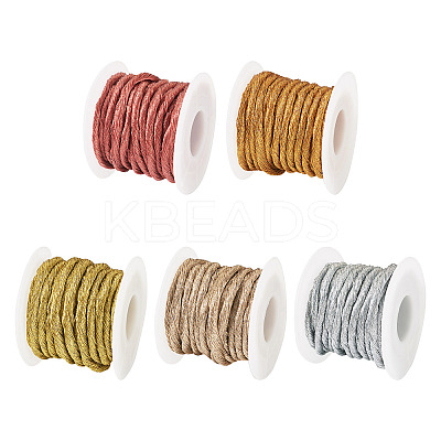 25 Yards 5 Colors Round Polyester Gold Metallic Cord OCOR-TA0002-58-1