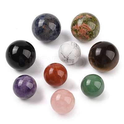 Natural & Synthetic Mixed Gemstone Sphere Beads G-I367-05-1