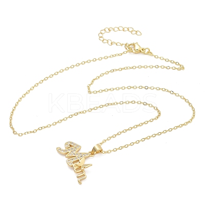 Mother's Day Brass Micro Pave Clear Cubic Zirconia Pendant Necklaces for Women LS-NJEW-Q021-01A-G-1