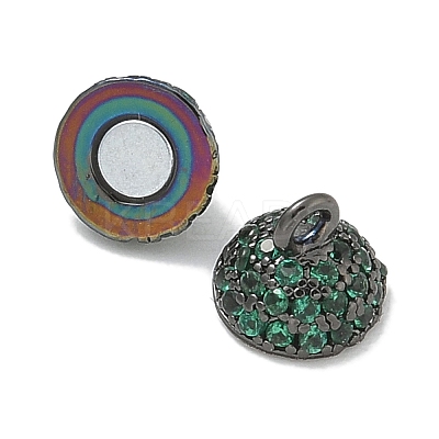 Rack Plating Round Brass Micro Pave Cubic Zirconia Magnetic Clasps KK-L224-070B-1
