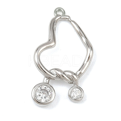 Brass Micro Pave Clear Cubic Zirconia Pendants KK-G545-06P-1