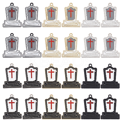 36Pcs 6 Styles Halloween Theme Rack Plating Spray Painted Alloy Enamel Pendants FIND-SC0006-06-1