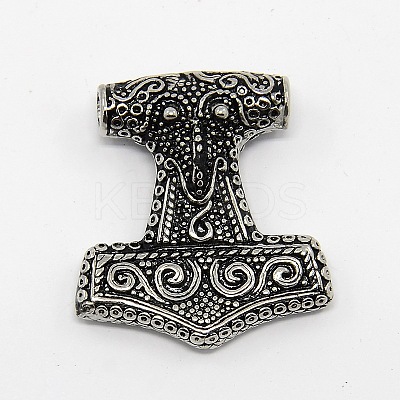 Vintage Men's 304 Stainless Steel Thor's Hammer Focus Pendants STAS-O044-18-1