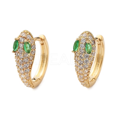 Brass Cubic Zirconia Hoop Earrings EJEW-D301-05G-02-1