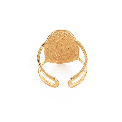 Ion Plating(IP) 304 Stainless Steel Oval Wide Open Cuff Ring for Women X-RJEW-S405-172G-1