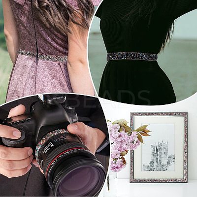 4 Yards 4 Styles Glitter Resin Hotfix Rhinestone(Hot Melt Adhesive On The Back) DIY-SZ0002-30-1