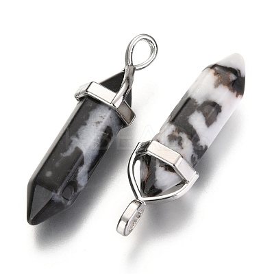 Natural Gemstone Double Terminated Pointed Pendants X-G-F295-04E-1