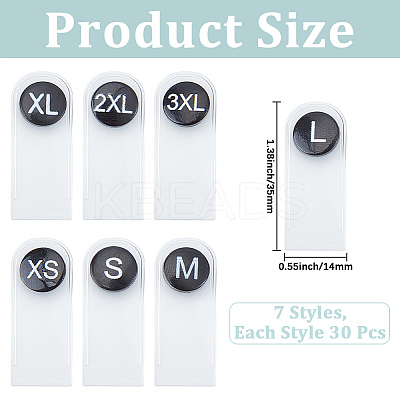 210Pcs 7 Styles Plastic Clothing Size Labels FIND-CY0001-86A-1