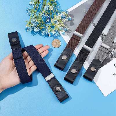 4Pcs 4 Style Unisex Adjustable No Buckle Imitation Leather Elastic Waist Belt AJEW-GF0003-27B-1