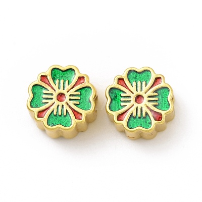 Rack Plating Brass Enamel Beads KK-F839-018MG-1