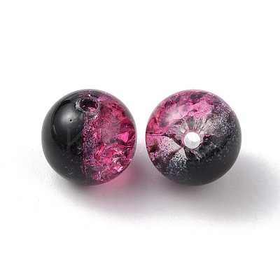 Two Tone Transparent Crackle Glass Beads GLAA-WH0038-15H-1