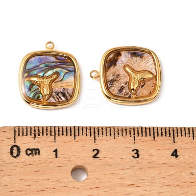304 Stainless Steel Pave Natural Paua Shell Pendants STAS-Z145-07G-02B-1