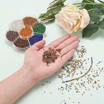 7 Colors Glass Round Seed Beads SEED-YW0001-24A-02-1