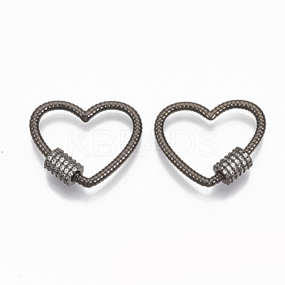 Brass Micro Pave Clear Cubic Zirconia Screw Carabiner Lock Charms ZIRC-T010-11-1