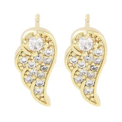 Brass Micro Pave Clear Cubic Zirconia Studs Earring EJEW-S217-G18-1