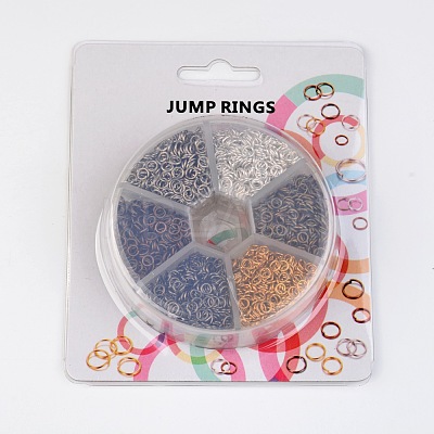 1 Box 6 Color Iron Open Jump Rings IFIN-JP0012-4mm-1