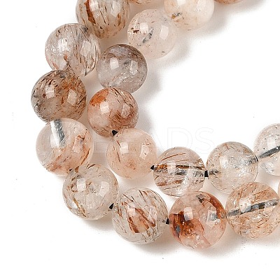 Natural Black Gold Rutilated Quartz Beads Strands G-H093-B02-8MM-1