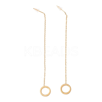 Long Chain with Open Ring Dangle Stud Earrings EJEW-A067-10G-1