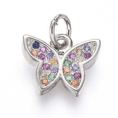 Brass Micro Pave Cubic Zirconia Charms ZIRC-I032-59P-1
