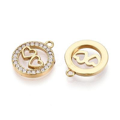 304 Stainless Steel Micro Pave Cubic Zirconia Charms STAS-N115-56G-1