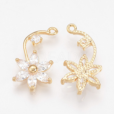 Brass Cubic Zirconia Pendants ZIRC-R015-120G-1