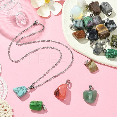 DIY Natural & Synthetic Mixed Gemstone Pendant Necklaces Making Kits DIY-YW0008-91-1