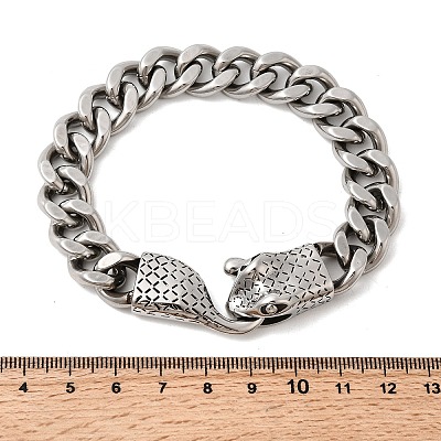304 Stainless Steel Cuban Link Chains Bracelets for Unisex BJEW-A092-03P-1