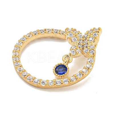Brass Micro Pave Clear Cubic Zirconia Glass Pendants KK-S386-16G-1