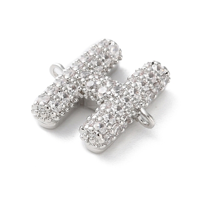 Brass Micro Pave Cubic Zirconia Letter Links KK-I717-04H-P-1