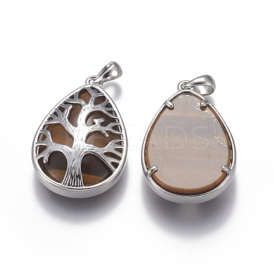 Natural Tiger Eye Pendants G-XCP0001-40-1