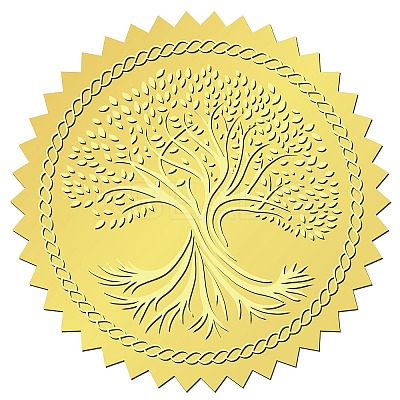 34 Sheets Self Adhesive Gold Foil Embossed Stickers DIY-WH0509-007-1