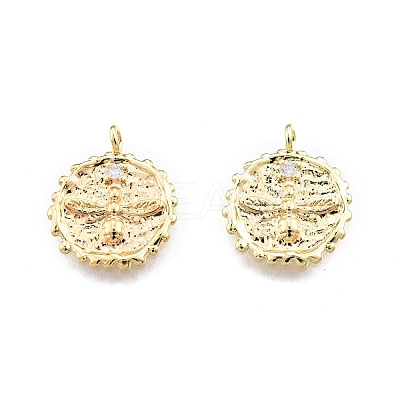 Brass Micro Pave Clear Cubic Zirconia Pendants KK-C006-34G-1