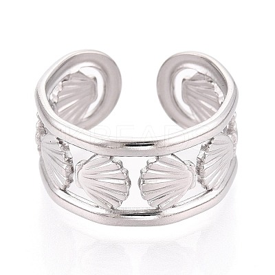 304 Stainless Steel Cuff Rings for Women RJEW-N052-06P-1