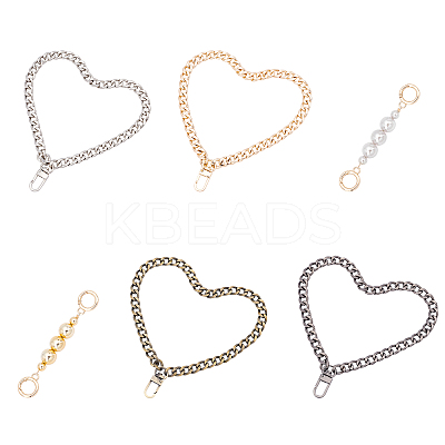 2 Styles ABS Plastic Imitation Pearl Beads & Iron Curb Link Bag Chain Straps FIND-CA0002-65-1