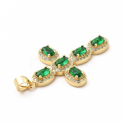 Rack Plating Brass Cubic Zirconia Pendants KK-G456-25G-04-1