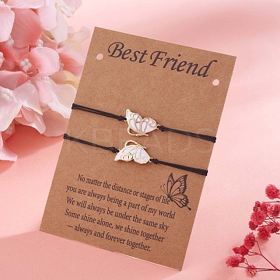 2Pcs Brass Enamel Butterfly Link Bracelets Set JB729B-1