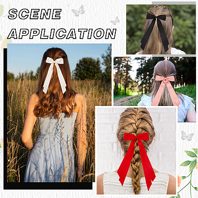 Big Bowknot Polyester Alligator Hair Clips AJEW-CP0008-42A-1