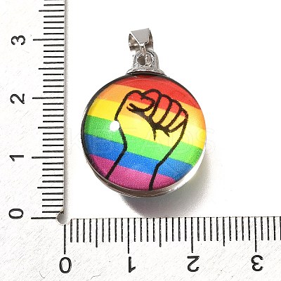 Flat Round 201 Stainless Steel Acrylic Pendants STAS-U036-01P-06-1